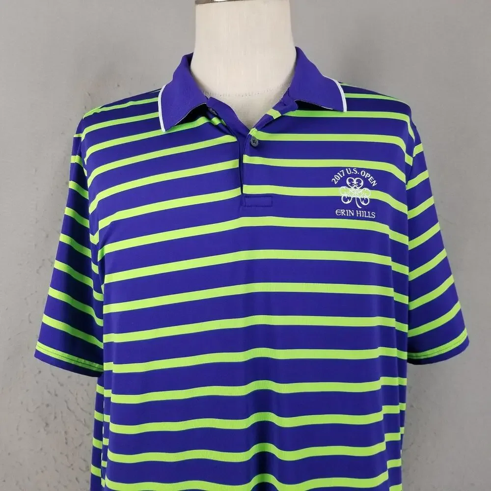 Ralph Lauren RLX Polo Shirt Mens XL Striped 2017 US Open Erin Hills Golf‎